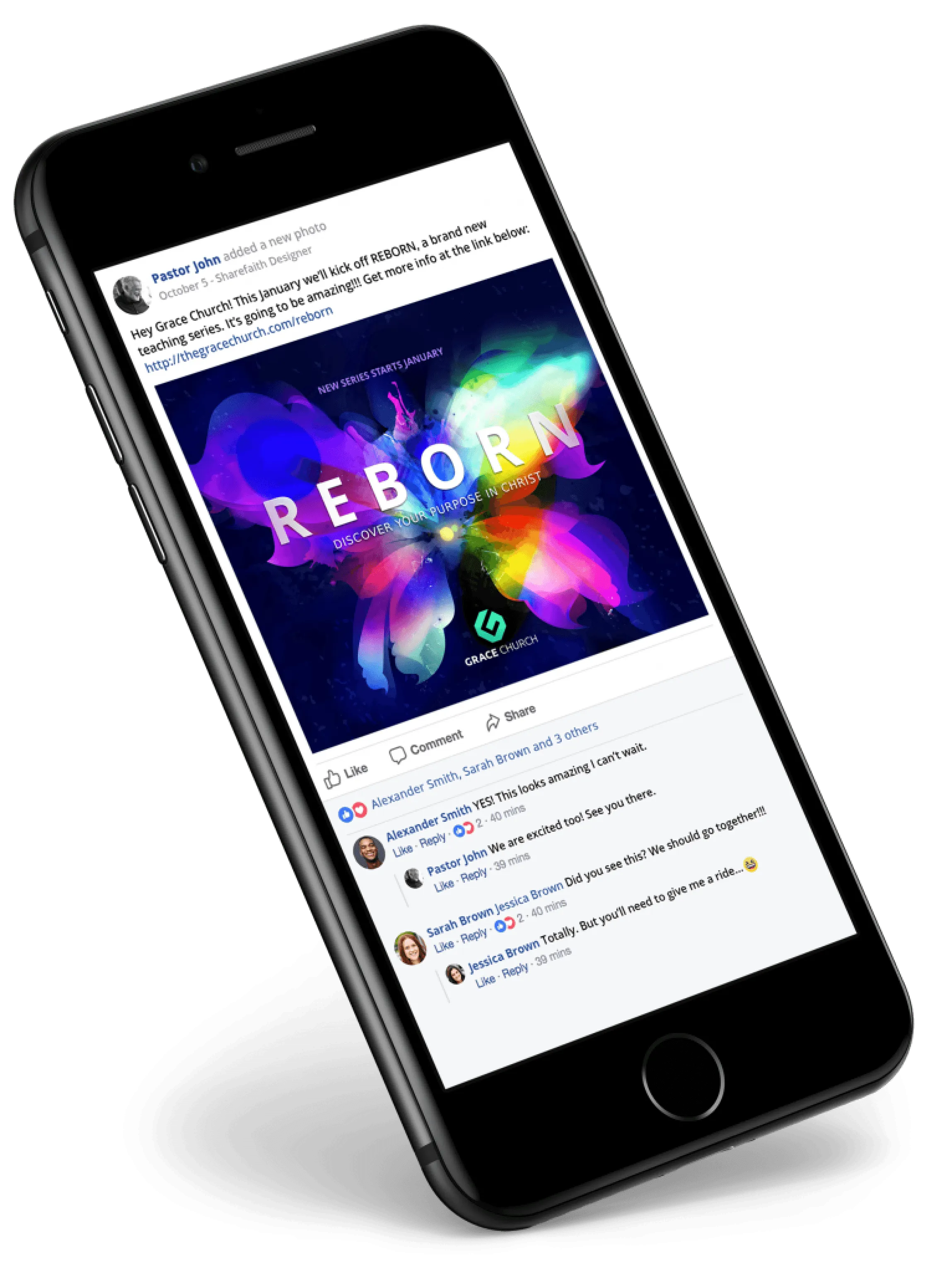 Dashboard showing Reborn by Pastor John